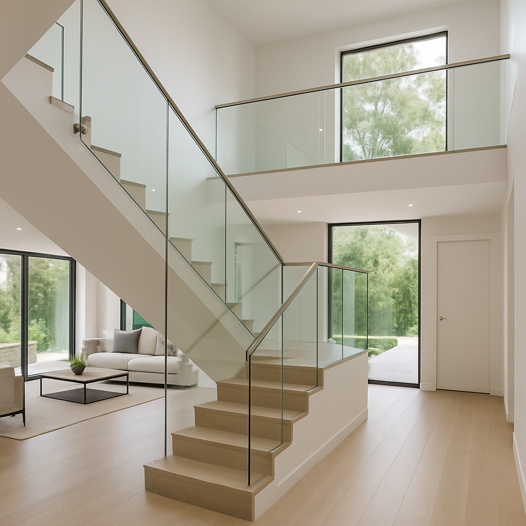 glass handrails for residential high end home